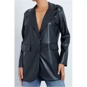 I Saw It First Black Oversized Faux Leather Blazer - Black