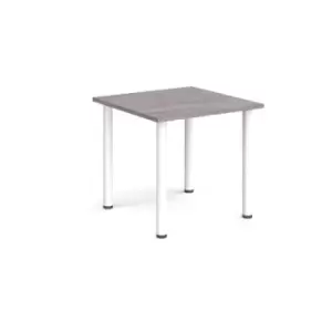 Rectangular white radial leg meeting table 800mm x 800mm - grey oak