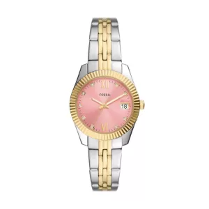 Fossil Womens Scarlette Three-Hand Date Two-Tone Stainless Steel Watch - Gold / Silver