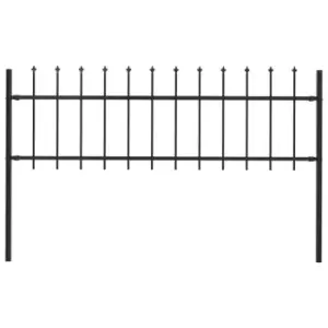 Vidaxl Garden Fence With Spear Top Steel 1.7X0.6 M Black