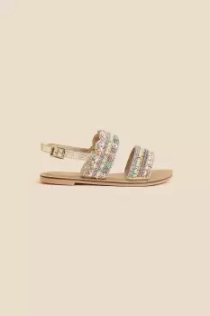 Girls Embellished Beaded Scallop Sandals