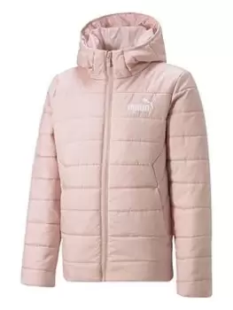 Puma Puma Girls Essentials Hooded Padded Jacket - Pink, Size 7-8 Years, Women