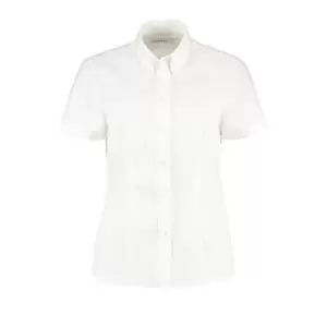 Kustom Kit Ladies Corporate Oxford Short Sleeve Shirt (12) (White)