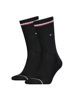 Tommy Hilfiger 2 Pack Iconic Sport Sock, Black, Size 9-11, Men