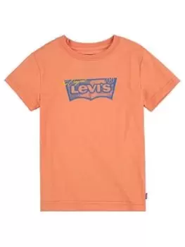 Levis Boys Distressed Batwing T-Shirt - Orange, Size 3 Years