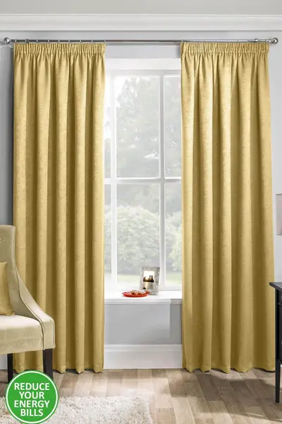 Enhanced Living Matrix Ochre 90 X 54" &#40;229X137Cm&#41; Tape Top Thermal Noise Reducing Dim Out Curtains