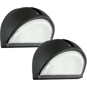 2 PACK IP44 Outdoor Wall Light Black Aluminium 1x 40W E27 Bulb Porch Lamp