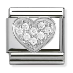 Nomination CLASSIC Silvershine White Cubic Zirconia Heart Charm...