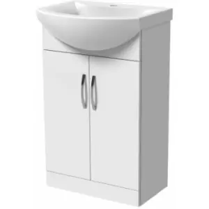 White Gloss Vanity Unit & Basin - 880 x 550mm