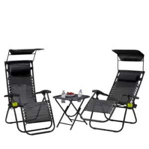 Neo Black Zero Gravity Chairs and Table - Garden & Outdoor