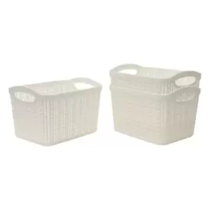 JVL 1.5L, Rectangular Set of 3 Loop Storage Baskets - White