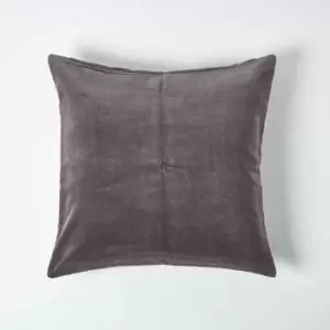 Dark Grey Velvet Cushion Cover, 40 x 40cm - Grey - Homescapes