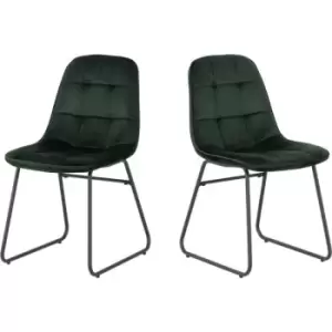 Seconique - Lukas Chair Emerald Green Dining Chair x2 Velvet Fabric Priced per Pair