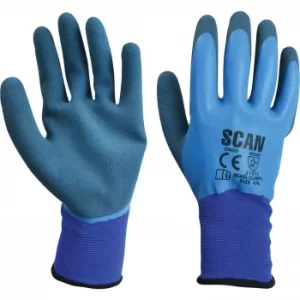 Scan Waterproof Latex Gloves Blue 2XL