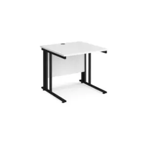 Office Desk 800mm Rectangular Desk With Cable Managed Leg White Tops With Black Frames 800mm Depth Maestro 25