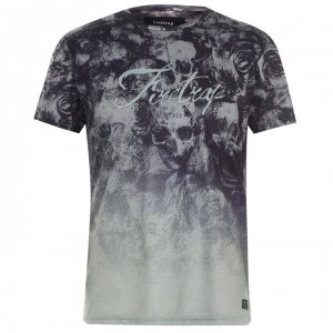 Firetrap Sub T Shirt Mens - Skull Rose