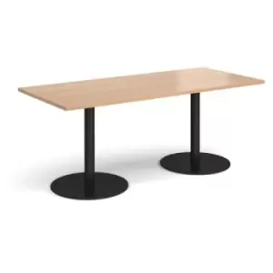 Monza rectangular dining table with flat round Black bases 1800mm x 800mm - beech