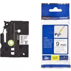 Brother TZe-FX221 P-touch Label Tape (9mm x 8m) Black On White