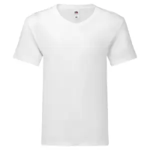 Fruit Of The Loom Mens Original V Neck T-Shirt (XL) (White)