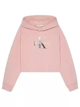 Calvin Klein Jeans Girls Gradient Monogram Hoodie - Pink Blush