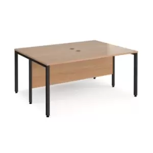 Office Desk 2 Person Rectangular Desk 1600mm Beech Tops With Black Frames 1200mm Depth Maestro 25