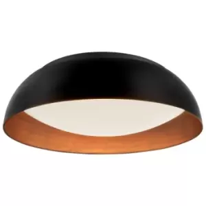 Merano - Hull Integrated LED Semi Flush Light Black Aluminium Outside Copper Inside LED 40W 2400Lm 3000K