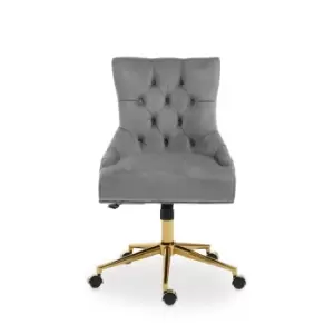 Premier Housewares Anita Velvet Home Office Chair, Grey