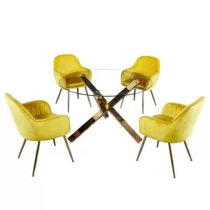 Laila 4 Seater Dining Set - Ochre Yellow