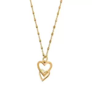 Gold Interlocking Love Heart Necklace GNDC1069