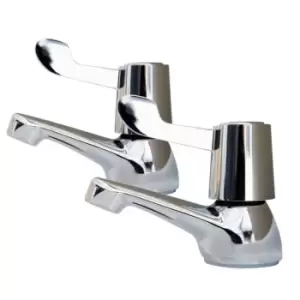 Lever Handle Basin Taps Pair - Chrome - AKW