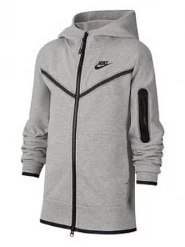 Nike Older Boys Tech Fleece Full Zip Hoodie - Grey Black, Grey/Black, Size L, 12-13 Years