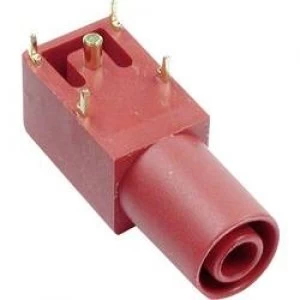 Safety jack socket Socket horizontal mount Red Staeubli