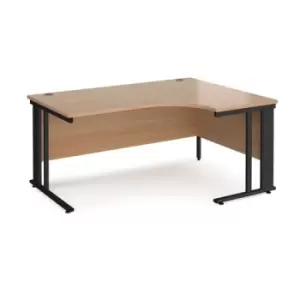 Office Desk Right Hand Corner Desk 1600mm Beech Top With Black Frame 1200mm Depth Maestro 25 MCM16ERKB