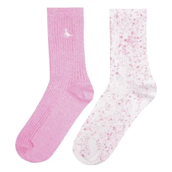 Jack Wills Partly Twist Multipack Boot Socks 2 Pack - Pink