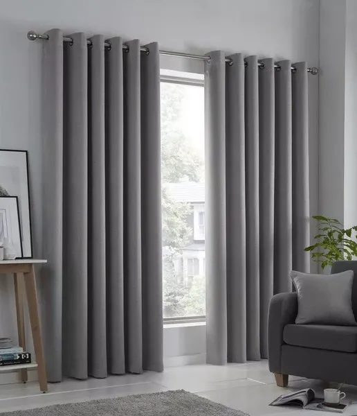 Fusion Strata Dim-Out Eyelet Curtains Silver QFTQG Unisex width: 114x137cm(45x54inches),width: 114x183cm(45x72inches),width: 165x137cm(65x54inches),wi