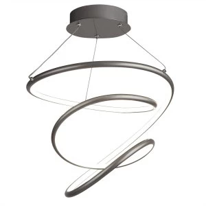 Integrated LED 1 Light Pendant Satin Silver, White, Silver