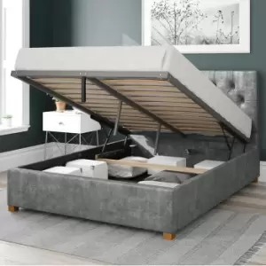 Olivier Distressed Velvet Ottoman Bed Platinum