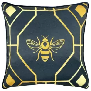 Furn. Bee Deco Cushion Navy Blue/Gold