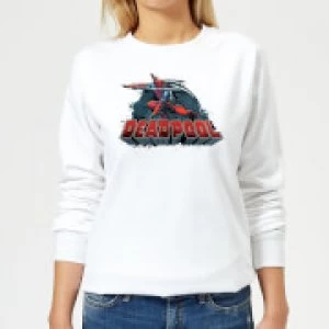 Marvel Deadpool Sword Logo Womens Sweatshirt - White - S