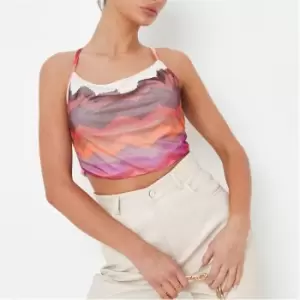 Missguided Cowl Neck Mesh Crop Top - Multi