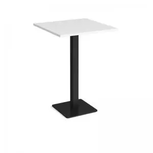 Brescia square poseur table with flat square Black base 800mm - white