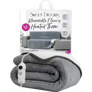 Sweet Dreams XL Reversible Grey Fleecy Heated Throw - Grey