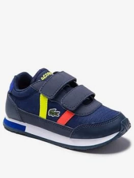 Lacoste Boys Partner 0320 Strap Trainer - Navy, Size 3 Younger