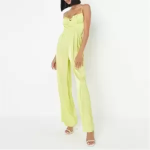 Missguided Satin Corset Wide Leg Jumpsuit - Green