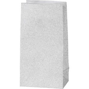 Paper Bags Glitter Silver (Pack Of 8)