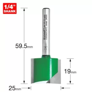 Trend CRAFTPRO Two Flute Straight Router Cutter 25mm 19mm 1/4"