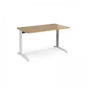 TR10 height settable straight desk 1400mm x 800mm - white frame and