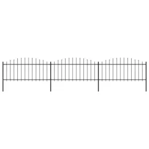 Vidaxl Garden Fence With Spear Top Steel (0.5-0.75)x5.1 M Black