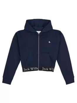 Jack Wills Girls Elastic Zip Thru Hoodie - Navy, Size Age: 15-16 Years, Women