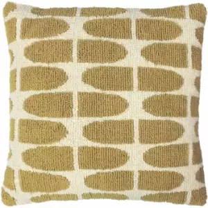 Furn - Kula Geometric Knitted 100% Cotton Cushion Cover, Ochre, 45 x 45 Cm